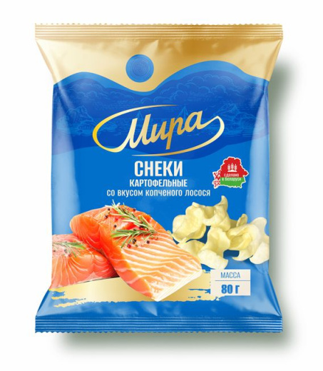 Снеки картофельные «Мира» 80гр. со вкусом копченого лосося